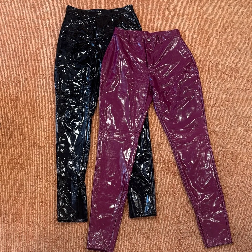 Fashionova Black AND Burgundy Vinyl Pants with soft interior (sweat proof) +more - Picture 4 of 16